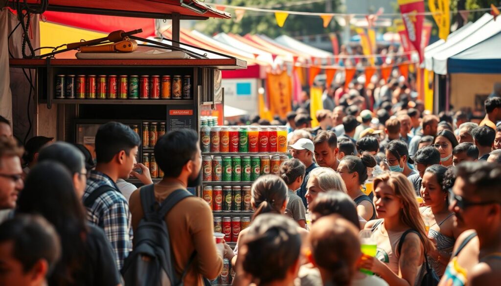 Minuman kaleng di acara rakyat Minuman kaleng di acara rakyat
